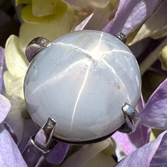 Blue Star Sapphire With Palladium Setting Ring Ladies SZ 6 - Picture 4 of 15